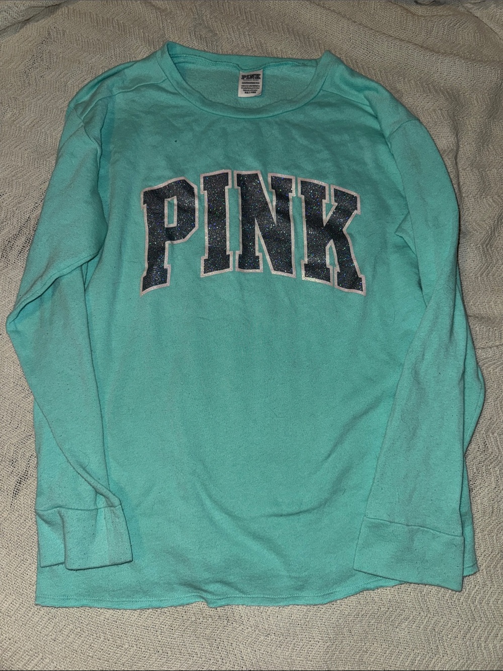 PINK Victoria's Secret Aqua Logo Crewneck Sweatshirt